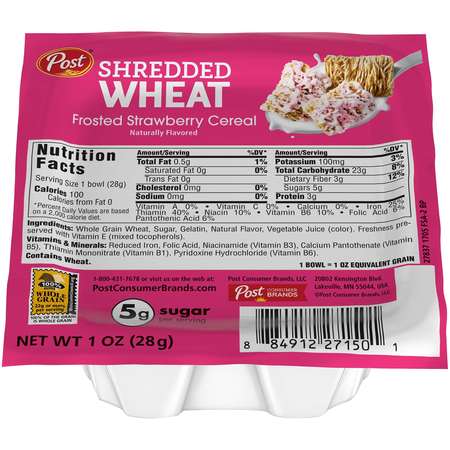 POST Post Strawberry Shredded Wheat Cereal 1 oz. Bowl, PK96 27150